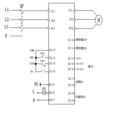 CMC-MX內(nèi)置旁路軟起動器基本接線原理圖、三角形內(nèi)接連接圖和典型應(yīng)用接線圖(圖1)